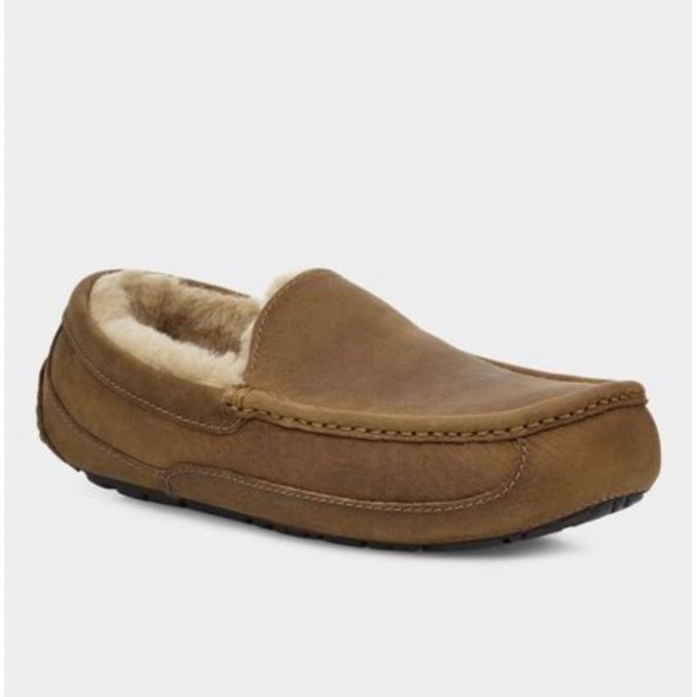 UGG Ascot Suede Slippers Mens 11 Chestnut Tan Excellent 1101110 Moc Toe
